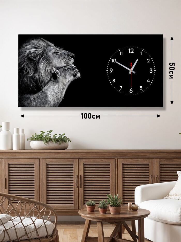 Картина с часами 50х100 см.