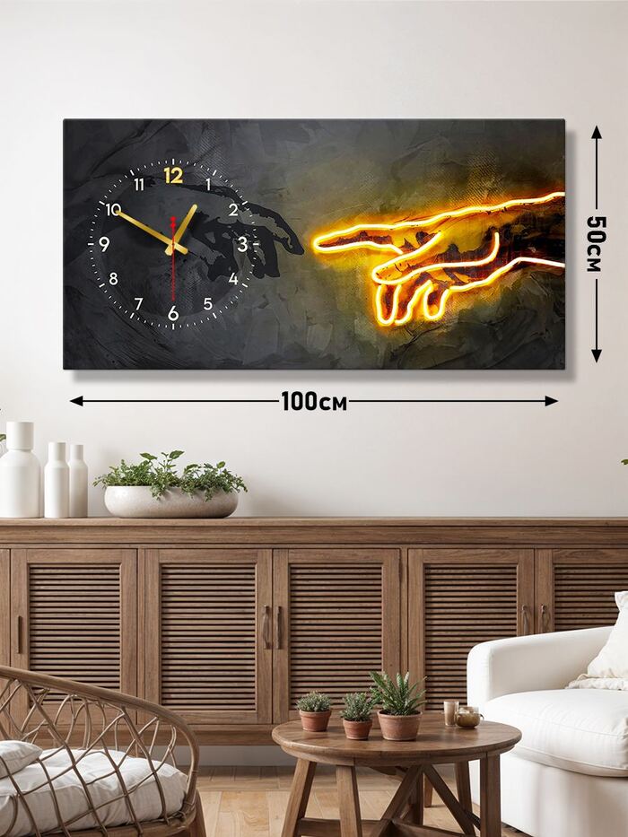 Картина с часами 50х100 см.